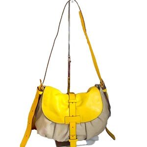 Marc by Marc Jacobs Yellow & Beige Adjustable Strap Leather Slingback Bag XBody